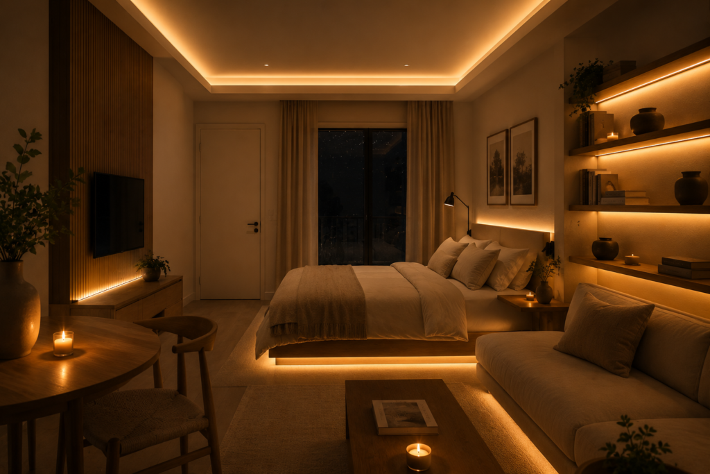 Small room LED strip lighting ideas