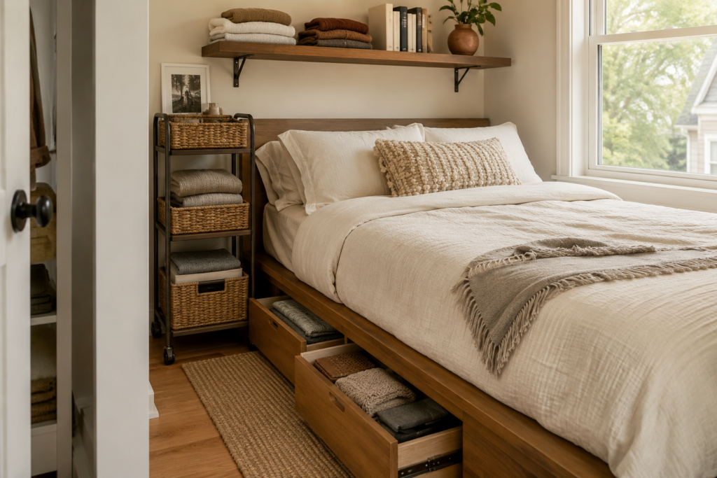 storage ideas for small spaces bedroom