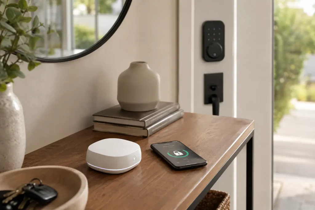 Side-by-side comparison of a traditional deadbolt and a smart lock