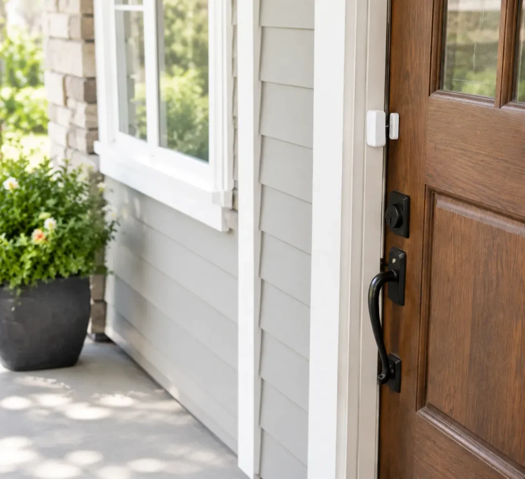 Home security system installation comparison showing DIY sensor setup versus professional install