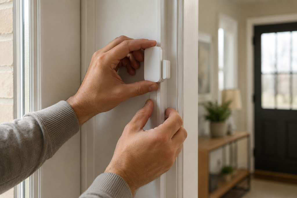 How to install a home security system: mounting a wireless door sensor