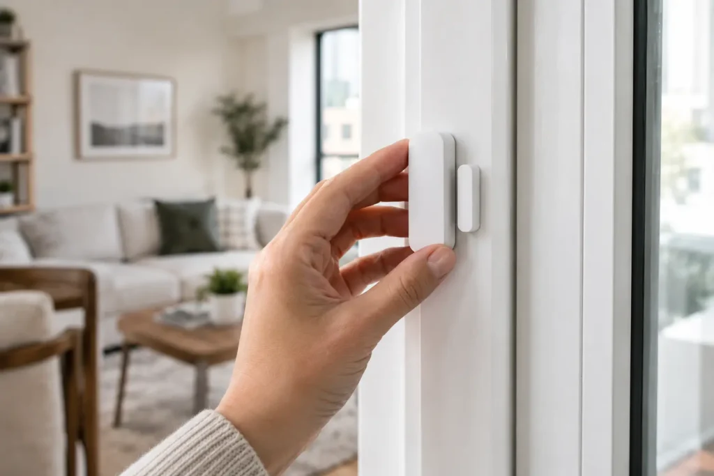 Correct outdoor camera placement for home security system installation avoiding glare and blind spots