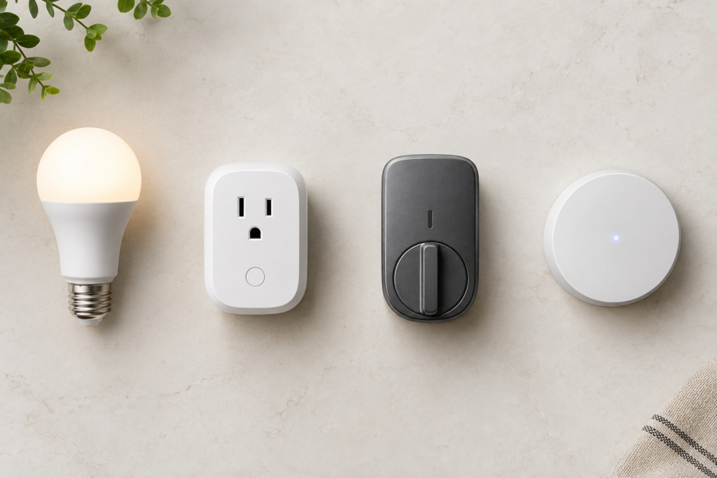 A Z-Wave smart home hub placed on an entryway console table